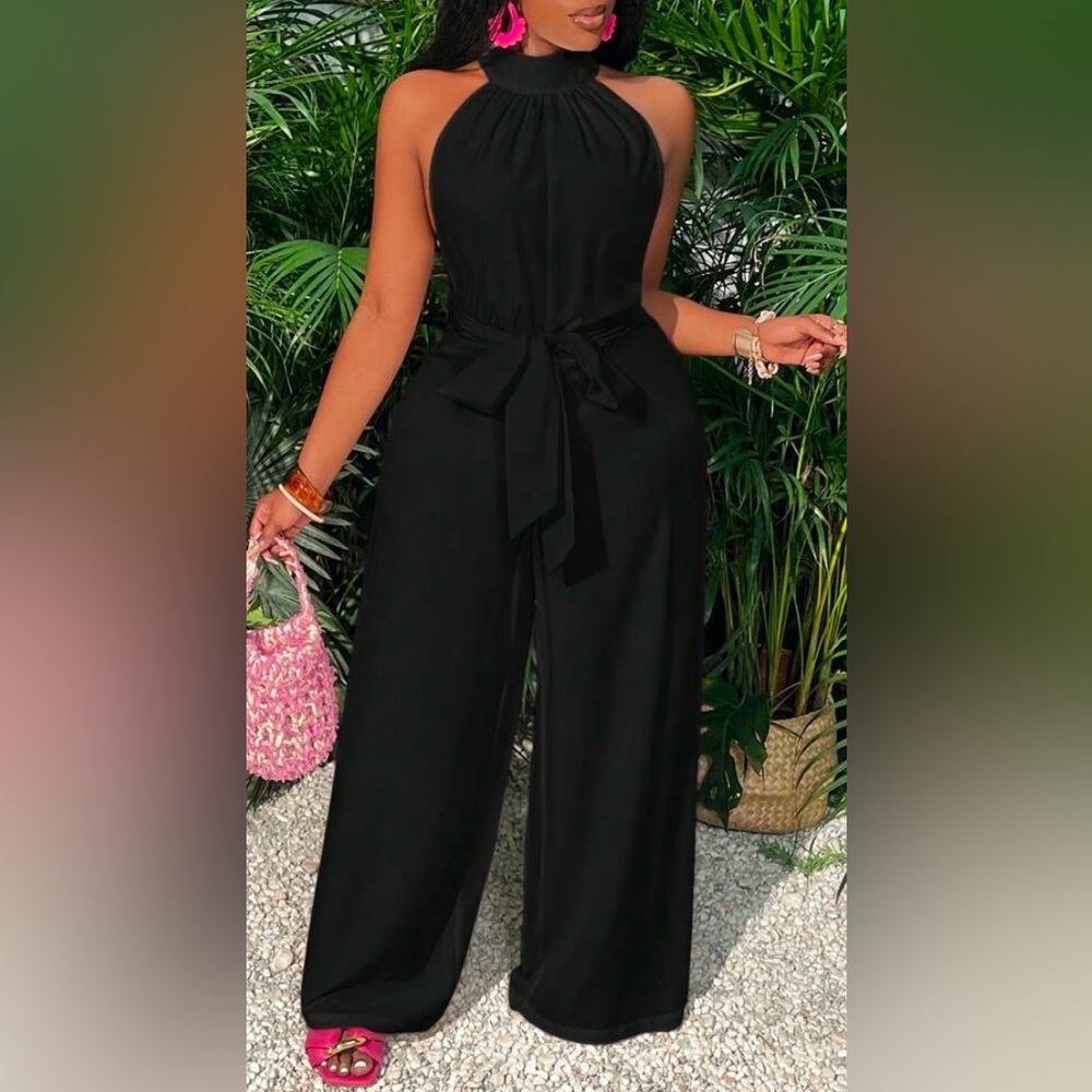 Elegant Black Halter Jumpsuit - Picture 7 of 11